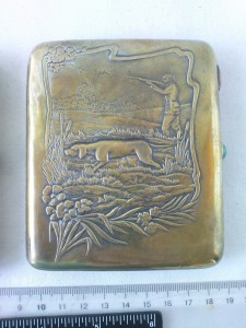 продам 2 портсигара по теме ОХОТА, охотник с собакой