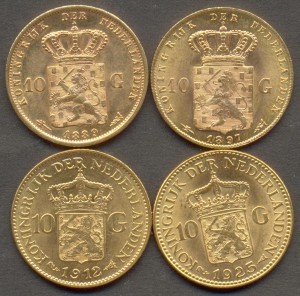 Нидерланды 10 гульденов 4 шт.