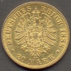 Пруссия 20 марок 1888 года (Фридрих).