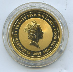 25 долларов 2008 год Елизавета II Proof Золото(999,9)