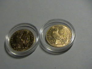 Франция 20 франков золото 6шт разные годы