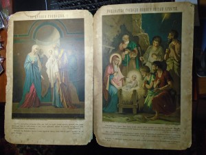 6 больших литографий Т-ва Сытина, плотный картон "Праздники"