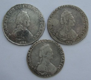 Полуполтинник 1794г,20к 1784г,15к 1778г Екатерина II