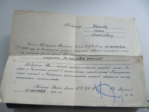 За трудовое отличие с интересным документом