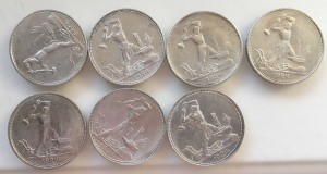 50 копеек 1922, 1925, 1926 г. 74 шт.