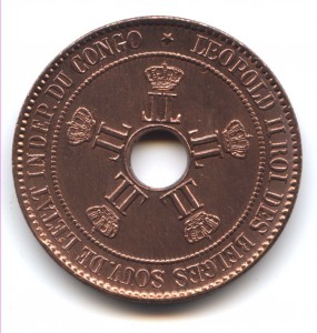 Бельгийское Конго 10 сантимов 1889 редкий год