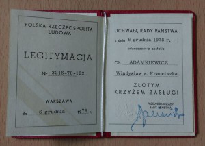 Польша Крест заслуг ПНР 1 ст. с документом