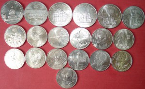 Юбилейные рубли (5р,3р,1р.) 19 шт.разные.