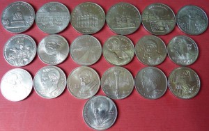 Юбилейные рубли (5р,3р,1р.) 19 шт.разные.