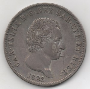 Сардиния 5 лир 6 шт разные 1826-1829гг