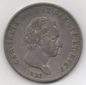 Сардиния 5 лир 6 шт разные 1826-1829гг