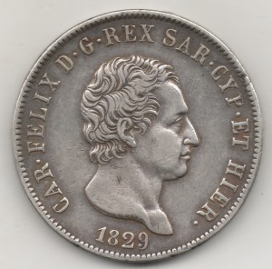 Сардиния 5 лир 6 шт разные 1826-1829гг