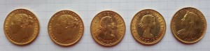 Золото Соверены 5 штуки