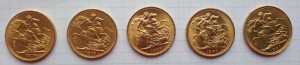 Золото Соверены 5 штуки
