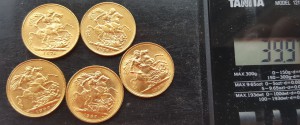Золото Соверены 5 штуки