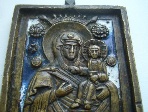 Иконка медная - Богородица Одигитрия - эмали