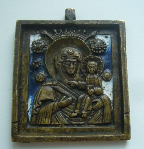 Иконка медная - Богородица Одигитрия - эмали