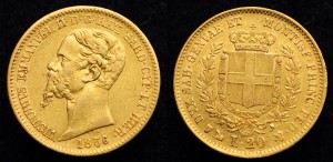 Италия - Сардиния 20 лир 1856г.