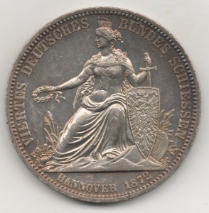 Германия Ганновер 1 taler 1872 талер пруф