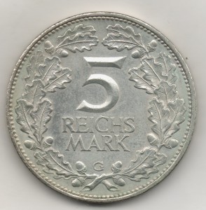 5 Рейсмарок Reichsmark Rheinlande 1925 D Jg 322