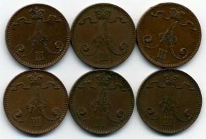 Русско- Финские 1 пенни  Александр III