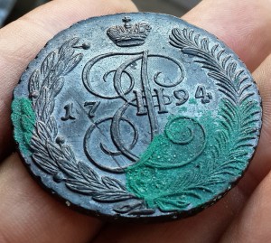 5 копеек 1794 г. АМ перечекан