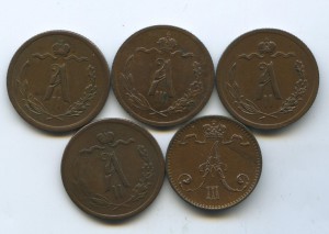 1/2 попейки - 1869, 1978, 1879, 1892гг.. Сохран.