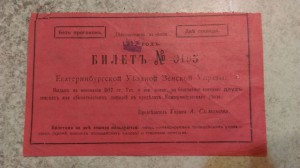 Билет Земской Управы на две лошади 1913 года