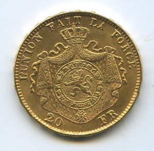 20 франков - Леопольд II 1877 года (Бельгия)