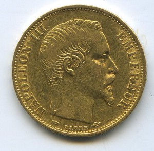 20 франков 1860г. Франция, Император Наполеон III.