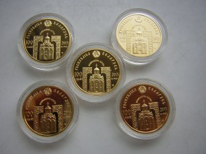 Набор(5шт) монет НБ РБ в золоте(999,9)___ПРАВОСЛАВНЫЕ СВЯТЫЕ