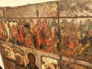 Икона Афанасий Великий с житием в 18 клеймах и обр. Христа