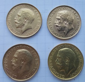 золотые монеты 4шт  1917-1928-1925-1926 г