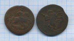 2 коп 1758,1759 сетчатый гурт