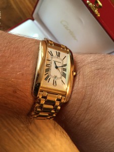 Золотые CARTIER AUTOMATIC LARGE SIZE TANK AMERICAINE YELLOW