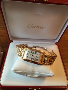 Золотые CARTIER AUTOMATIC LARGE SIZE TANK AMERICAINE YELLOW