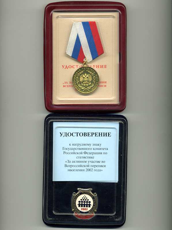 Перепись РФ(полный комплект.Медаль+Знак+Документы)