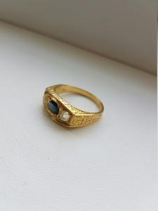 Мужской перстень ЗОЛОТО 750 сапфир бриллианты