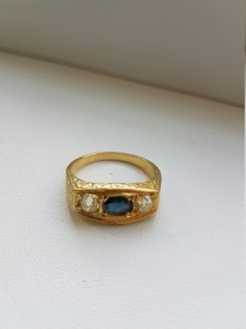 Мужской перстень ЗОЛОТО 750 сапфир бриллианты