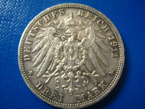 3 МАРКИ 1911 ВЮРТЕМБЕРГ