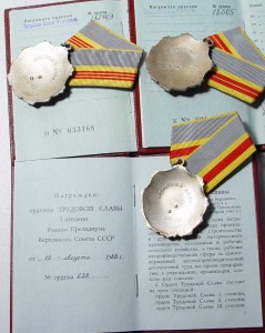 Трудовая Слава 1, 2, 3 с док. Полный комплект.