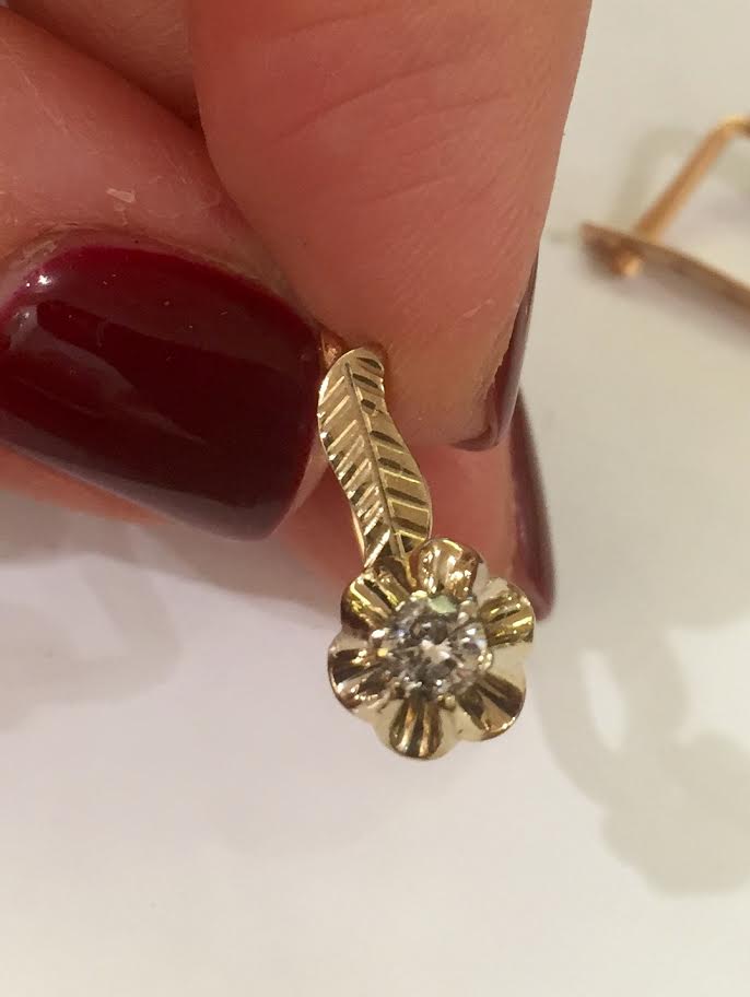 Серьги с бриллиантами. Золото. 583 проба СССР