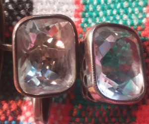 Запонки СССР - Серебро 875 . Горный хрусталь. 11 гр