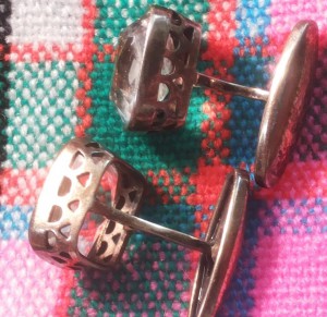 Запонки СССР - Серебро 875 . Горный хрусталь. 11 гр