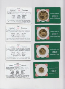 очень редкий годовой сет банка Польши в золоте