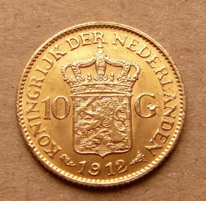 Золото 10 гульденов Нидерланды 1912 и 1917