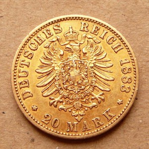 Золото Пруссия 20М 1883