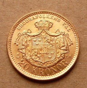 Золото 20 крон Норвегия 1884