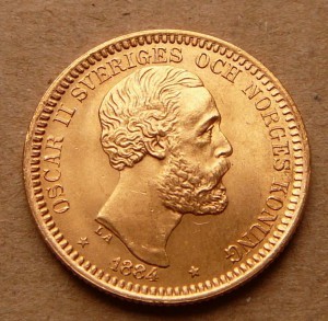 Золото 20 крон Норвегия 1884