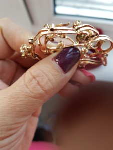 Подвеска ажурная с демантоидами золото 56